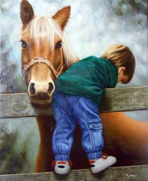 1299-T2 | 50cm x 61cm | enfant et cheval 